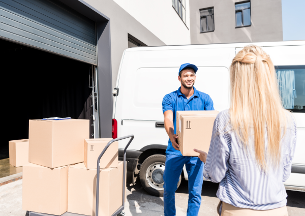 handsome-young-courier-giving-package-to-woman-2024-11-17-19-46-56-utc